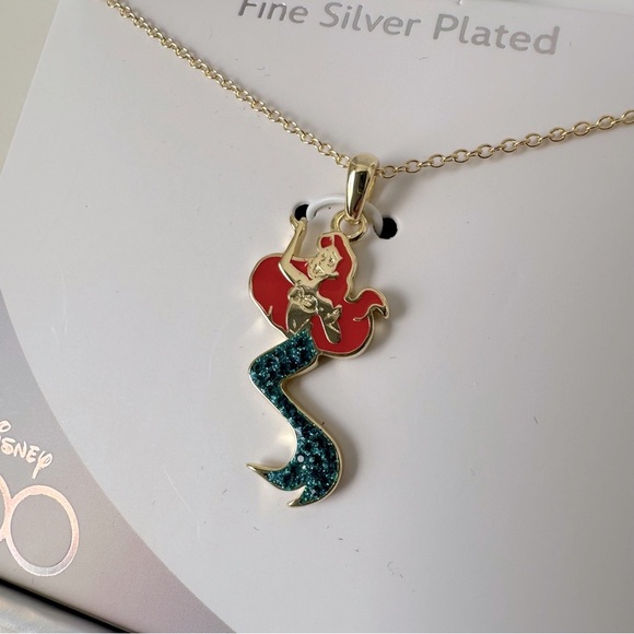 DISNEY fine silver plated gold tone necklace Disney 100 Ariel The Little Mermaid - Picture 3 of 6